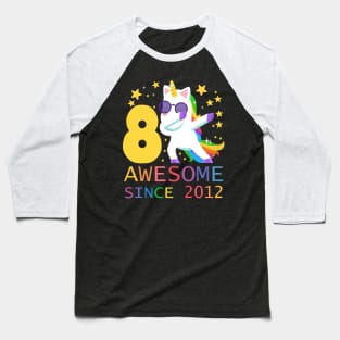 8 Years Old 8th Birthday Unicorn Dabbing Shirt Girl Party Baseball T-Shirt